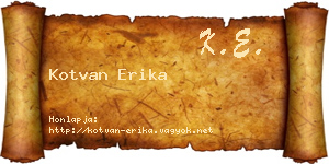 Kotvan Erika névjegykártya